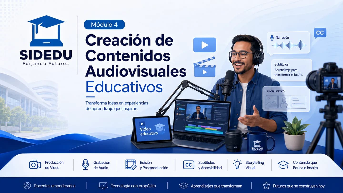 Imagen representativa del Módulo 4: Creación de Contenidos Audiovisuales Educativos.